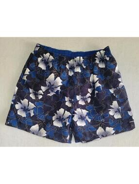 ST. JOHN'S BAY Men's XL Swimming Trunks Shorts Lined Blue Floral Print 40 - 42
